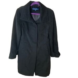 Cole Haan sz 10 Black Wool & Alpaca Blend Button Down Winter Pea Coat